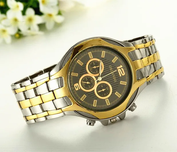 

Men Luxury Watches Big Round Quartz Dial Analog Gold Silver Mix Stainless Steel Hour Men Wristwatch Male Reloj relogio masculino