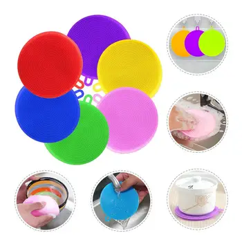 

6pcs/lot Silicone Sponge Bowl Cleaning Brush Dish Washing Scouring Pad Pot Pan Cooking Tool Cleaner Silicone Scrubber