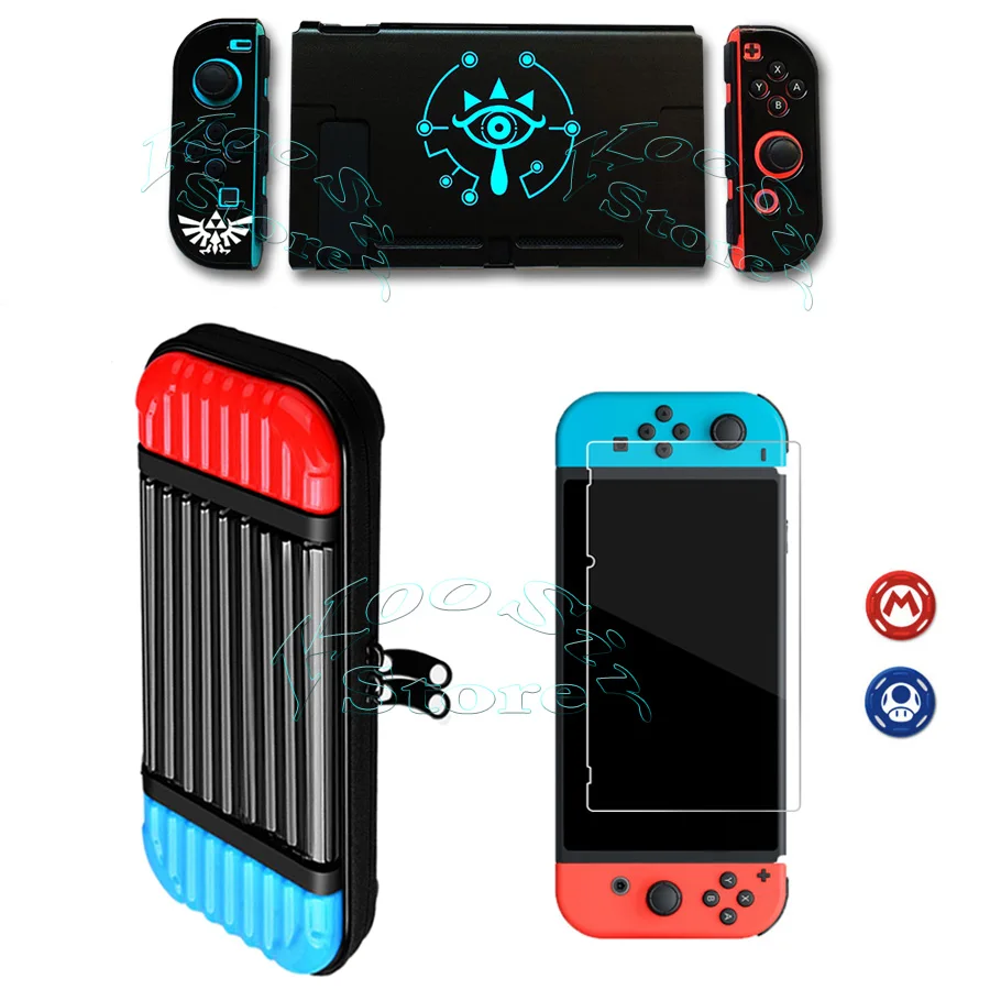 Жесткий чехол для nintendo s, сумка для переноски, защитная стеклянная пленка Nitendo Switch, цветная оболочка для nintendo Switch - Цвет: 5 in 1 Kit