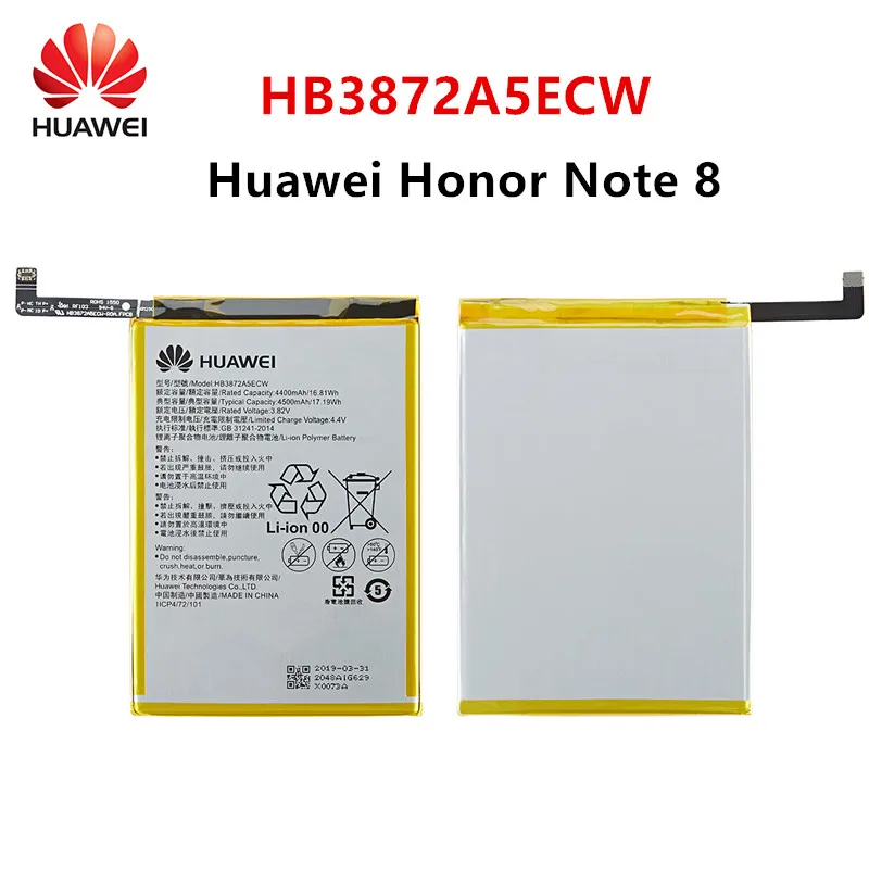 

Hua Wei 100% Orginal HB3872A5ECW 4500mAh Battery For Huawei Honor Note 8 Note8 EDI-DL00 EDI-AL10 Replacement Batteries