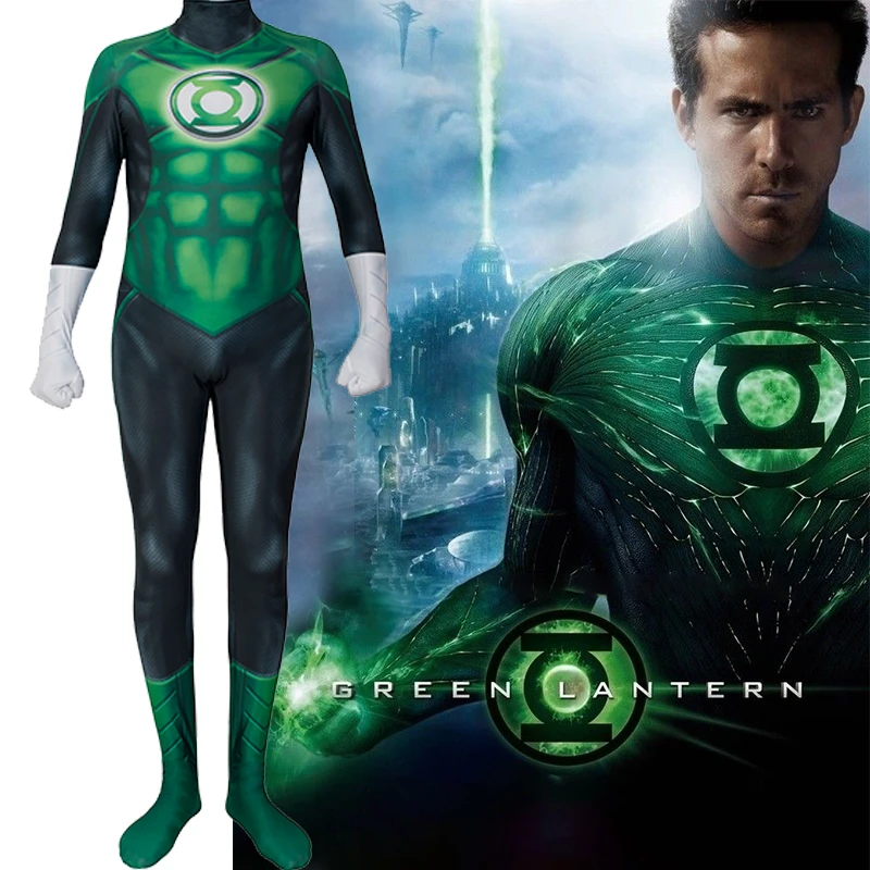 

Movie Green lantern Cosplay Costume Lycra Spandex Haloween Custome Zentai Swimming/GYM Bodysuit Jumpsuits for Adult/Kids