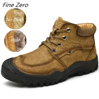 

Natural Cow Leather Men Boots Handmade Top Quality Ankle Boots Snow Boots Outdoor Autumn Winter Shoes Men's Waterproof Boots