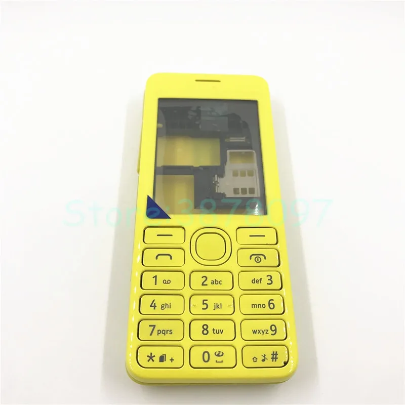 Лучшее качество,, для Nokia Asha 206 2060, двойная SIM Крышка корпуса, дверная рама+ задняя крышка батареи+ клавиатура+ логотип - Цвет: Yellow