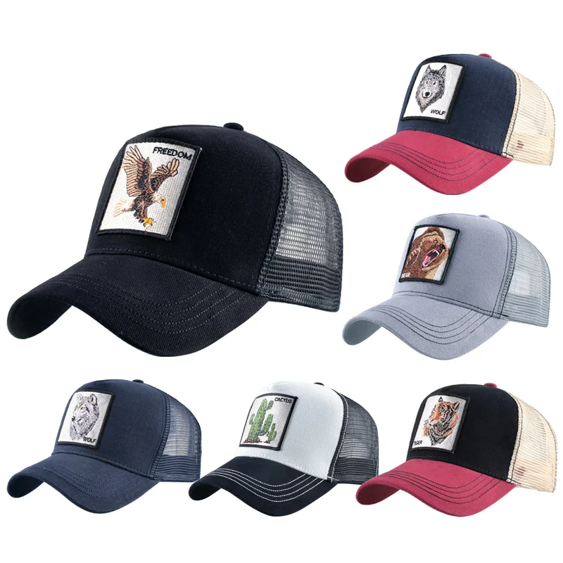 

Fashion Animals Embroidery Baseball Caps Men Women Snapback Hip Hop Hat Summer Breathable Mesh Sun Gorras Unisex Streetwear Bone
