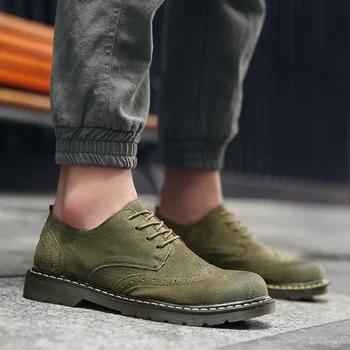 

New Mens Shoes Suede Brogue Shoes Brand Office Business Oxford For Men Gentleman Corporate Retro Footwear Handmade British Style