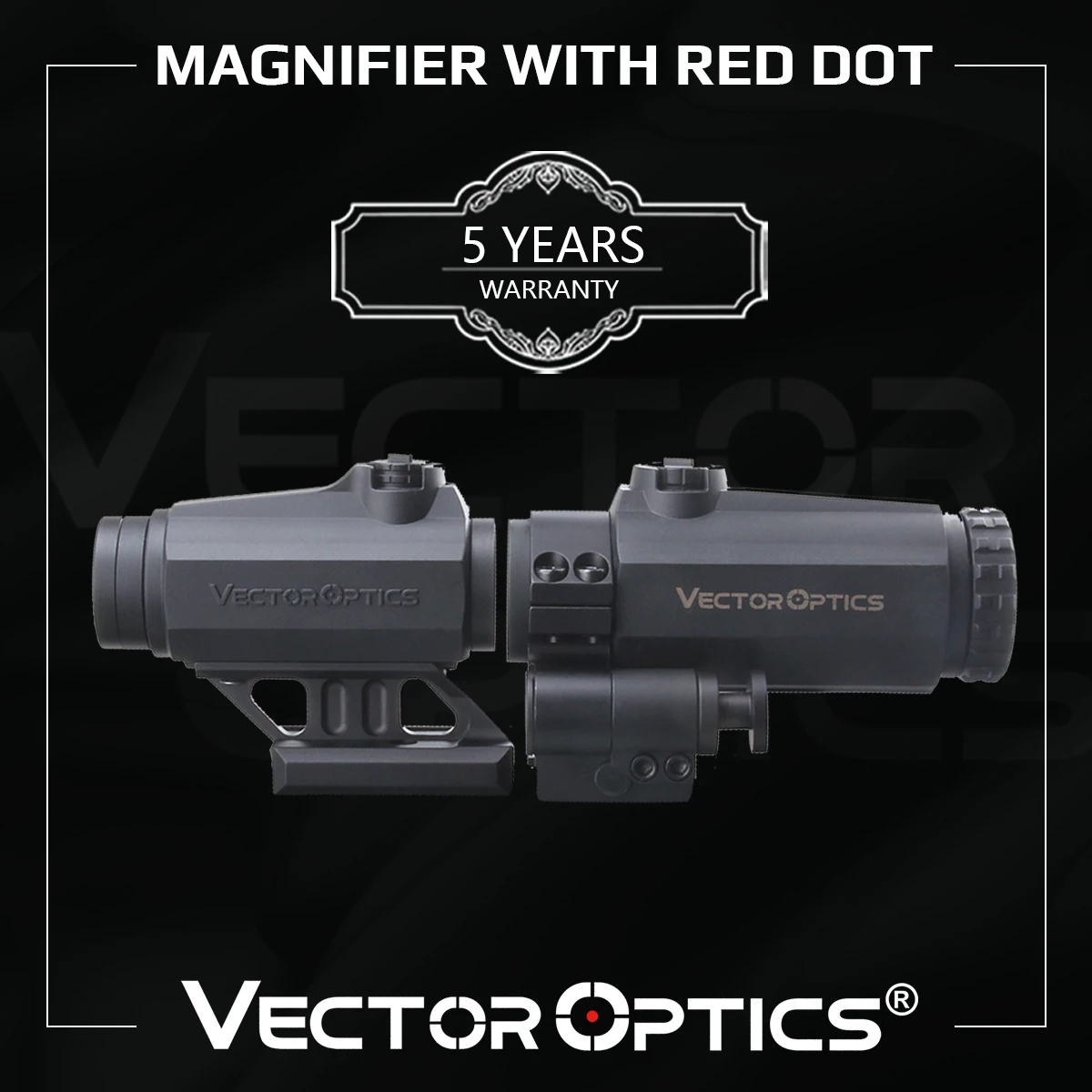 Оптический прицел Vector Optics Maverick Gen3 1x22 с резиновой крышкой красной точкой 3x22 лупой