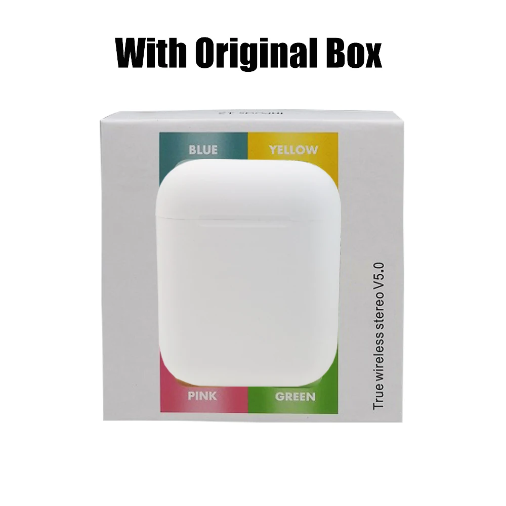 white have box i12 tws original matte bluetooth earphone ear headphone bluetooth 5.0 Touch Pop up wireless headset sport for all smart phones - Цвет: white have box