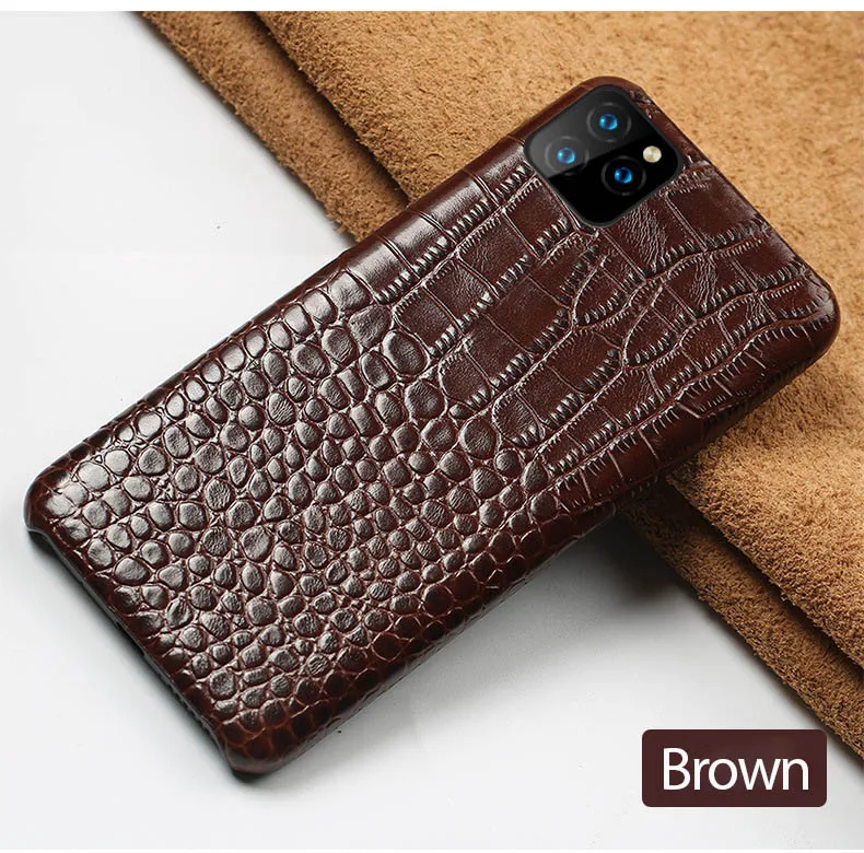 Роскошный чехол с крокодиловой задней крышкой для iPhone 11X Xs Xr Pro Max, чехол для телефона 6 6s 7 8 6P 7P 8P Plus, задняя крышка - Цвет: Brown
