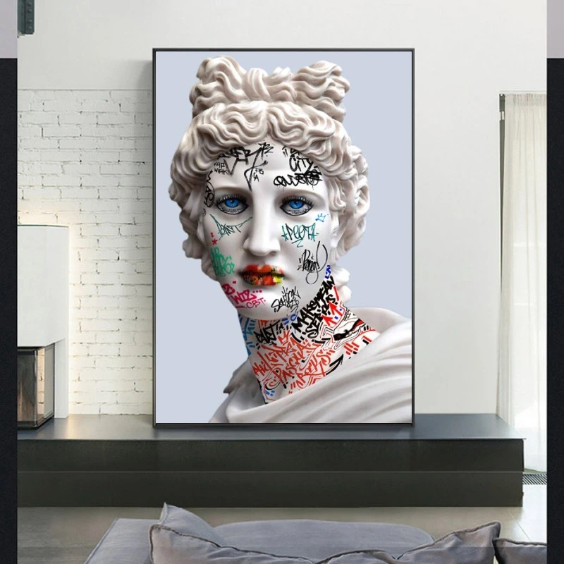 Граффити настенное искусство Vaporwave скульптура апололиона Масляные картины на