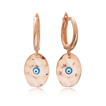 

SPENTA Hammered Evil Eye Design Turkish Handmade 925 Sterling Silver Dangle Earrings
