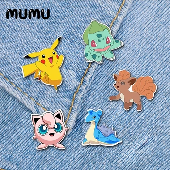 

2020 New Pikachu Charmander Ninetales Lapel Pin Pokemon Acrylic Brooch Handmade Epoxy Resin Pins Jewelry For Shirt Bag Badge
