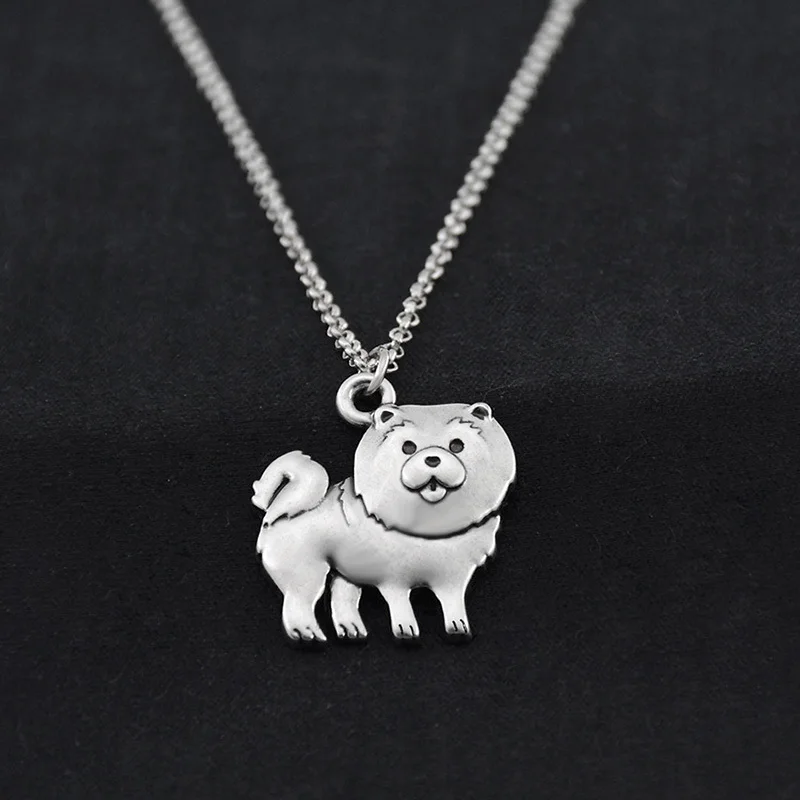 Vintage Anitique Chow Chow Pendant Stainless Steel Chain Necklace Colar Masculino Dog Charms Mens Necklaces For Women Gifts 2018