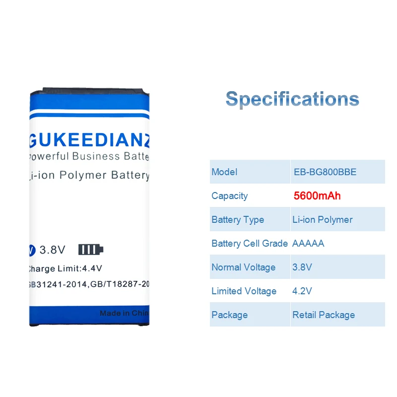 GUKEEDIANZI для samsung S5mini Батарея для samsung Galaxy S5 мини G800 G800F G800H G800A G800Y G800R Батарея EB-BG800BBE 5600 ма-ч