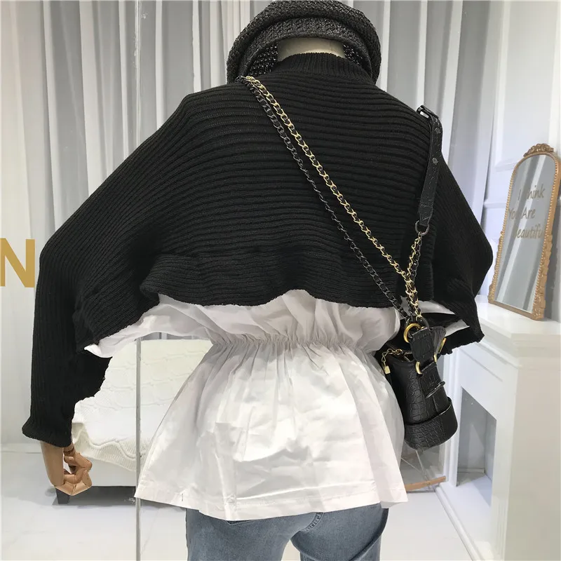 ALPHALMODA осень рубашка свитера пуловеры с рукавами «летучая мышь» эластичная талия женские модные Лоскутные Джемперы осенние повседневные топы