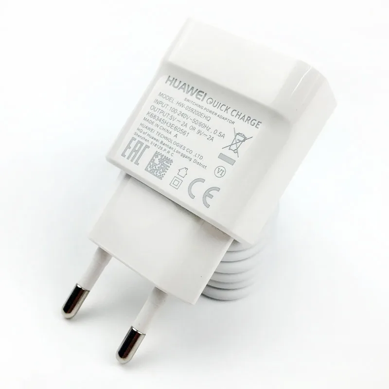 Оригинальное быстрое зарядное устройство huawei QC 2,0 Адаптивное зарядное устройство 18 Вт ЕС штекер Адаптер быстрой зарядки usb type c кабель для honor 9 8 mate 20 10 lite p 9 - Тип штекера: only charger