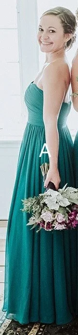 Picture color A Темно-зеленые платья для подружки невесты длинные одно плечо трапециевидные шифоновые свадебные вечерние платья Robe De Soiree Большие размеры - Цвет: Picture color A