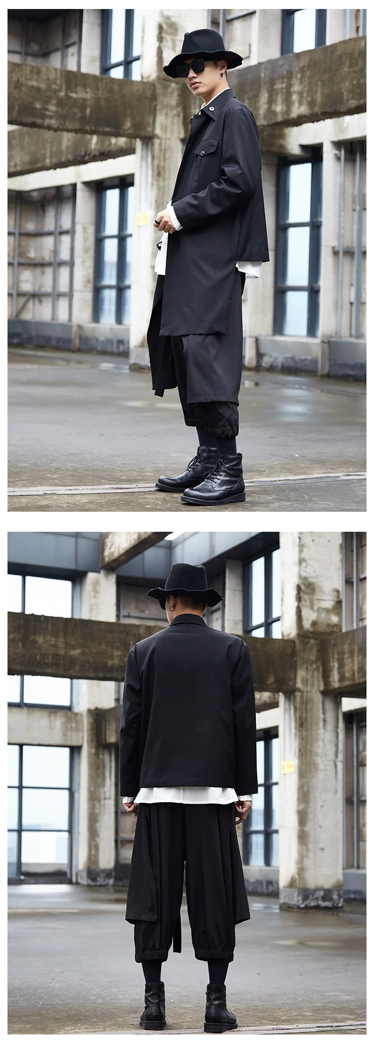 Men Kimono Pants Splice Loose Casual Black Harem Pants Male Women Japan Streetwear Hip Hop Gothic Skirt Trouers Stage Clothes