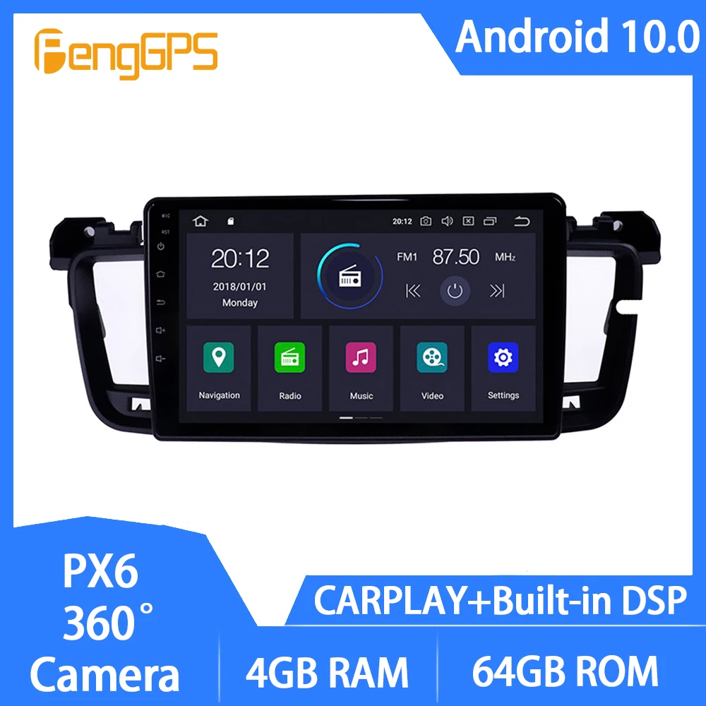 Navigatore Gps Android 10.0 Per Peugeot 508 2011-2018 Auto Stereo Touchscreen Multimedia Mirror Link In-Dash Carplay Dsp Tpms Obd