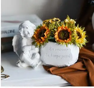 

NORDIC VASES FOR FLOWERS RESIN VASE CHEEKED ANGEL STATUETTE DESK DRIED FLOWER FLORAL ARRANGEMENT STATUE RUSTIC HOME DECOR
