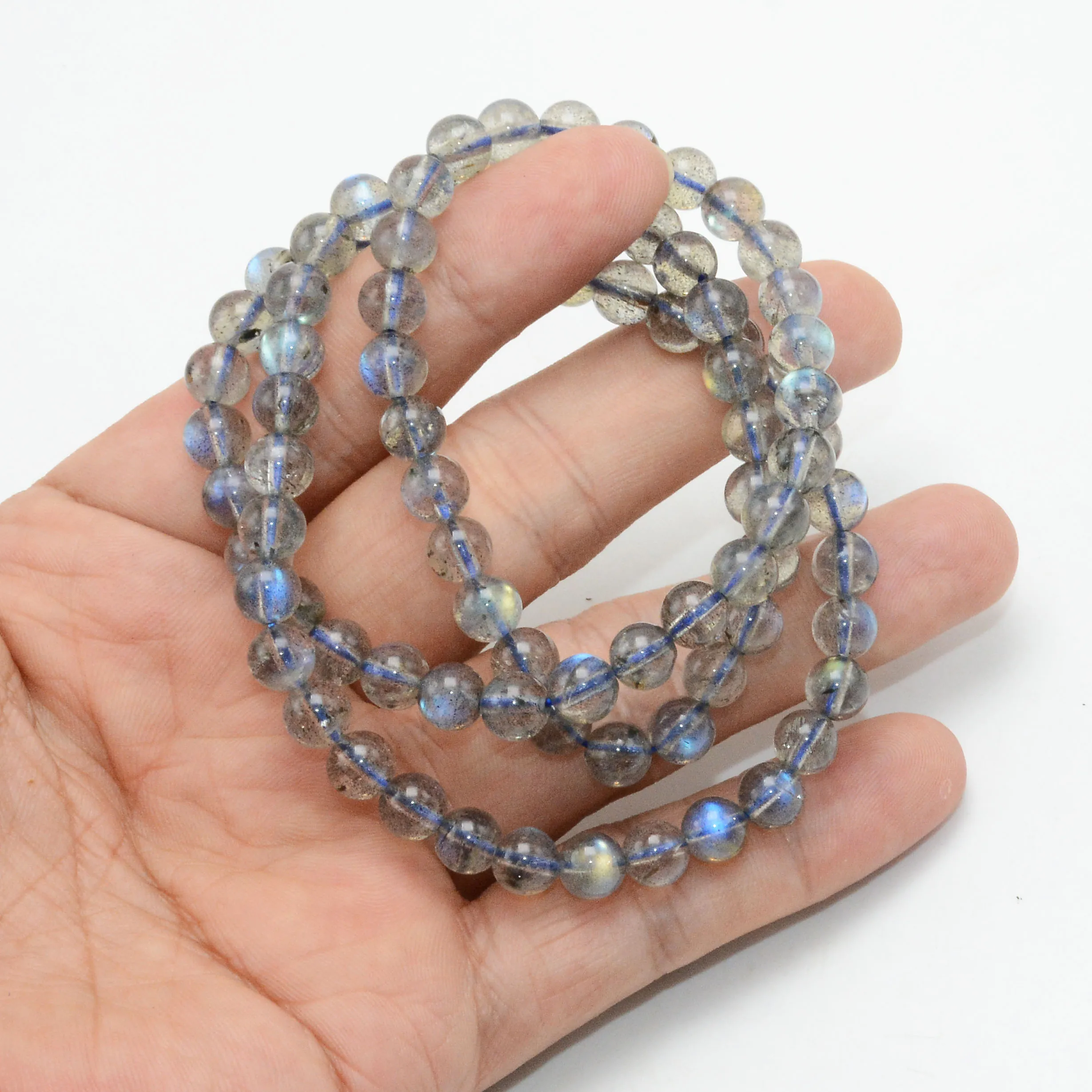 

Natural Strong Flash Labradorite 6mm Round Beads - 50cm - Material with Black or Yellow Dots Inside