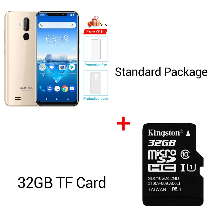 Gold N 32GB Card OUKITEL C12 Pro 4G 6,1" 19:9 Android 8,1 Face ID 3300 мАч MT6739 четырехъядерный 2 Гб ОЗУ 16 Гб ПЗУ 8МП+ 5Мп отпечаток пальца мобильный телефон - Цвет: Gold N 32GB Card