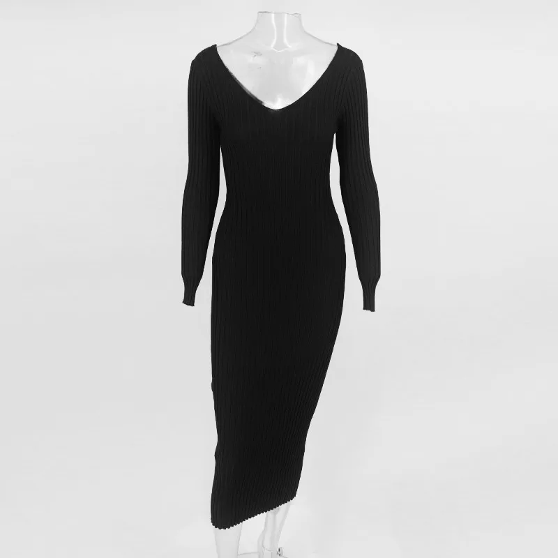 COSYGAL зимнее облегающее сексуальное платье с открытыми плечами для ночного клуба Вечерние Платья-макси с длинным рукавом длинное однотонное платье-свитер