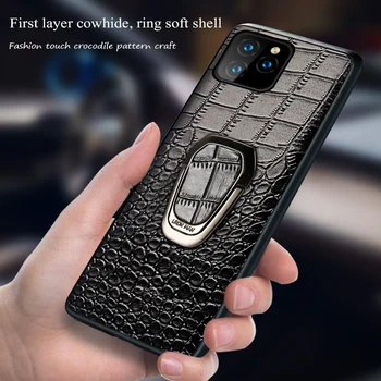 

YXAYN Genuine Leather phone case for iPhone 11Pro 11 Pro Max X XS max XR 6 6s 7 8 plus Magnetic Kickstand Luxury cover