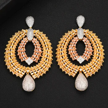 

Missvikki Luxury Shiny Big Noble Drop Dangle Earrings for Women Modern Statement Women's Bridal Wedding Brincos Boho Ear Jewelry