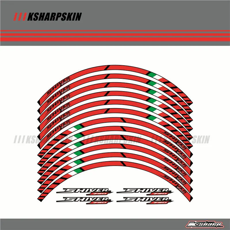 12 X толстый край внешний обод наклейки полоса колесные наклейки подходят Aprilia shiver 750 17'' - Цвет: Красный