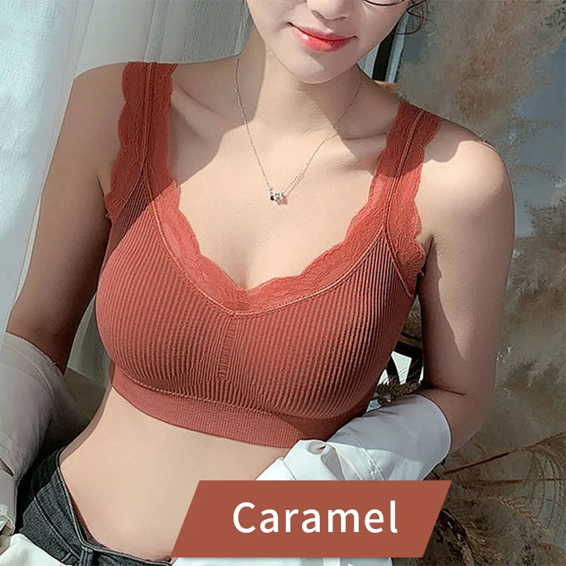 Sexy Lace Bras For Women Without Bones Underwire Push Up Sports Vest Tank Top Pads Invisible Back Bra Without Cups