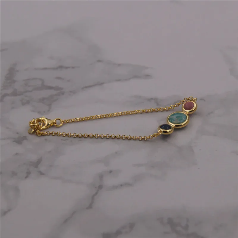 Высокое качество Настоящее 925 пробы серебряный браслет pulseras de acero inoxidable para mujer - Цвет камня: 71221151017.5cm