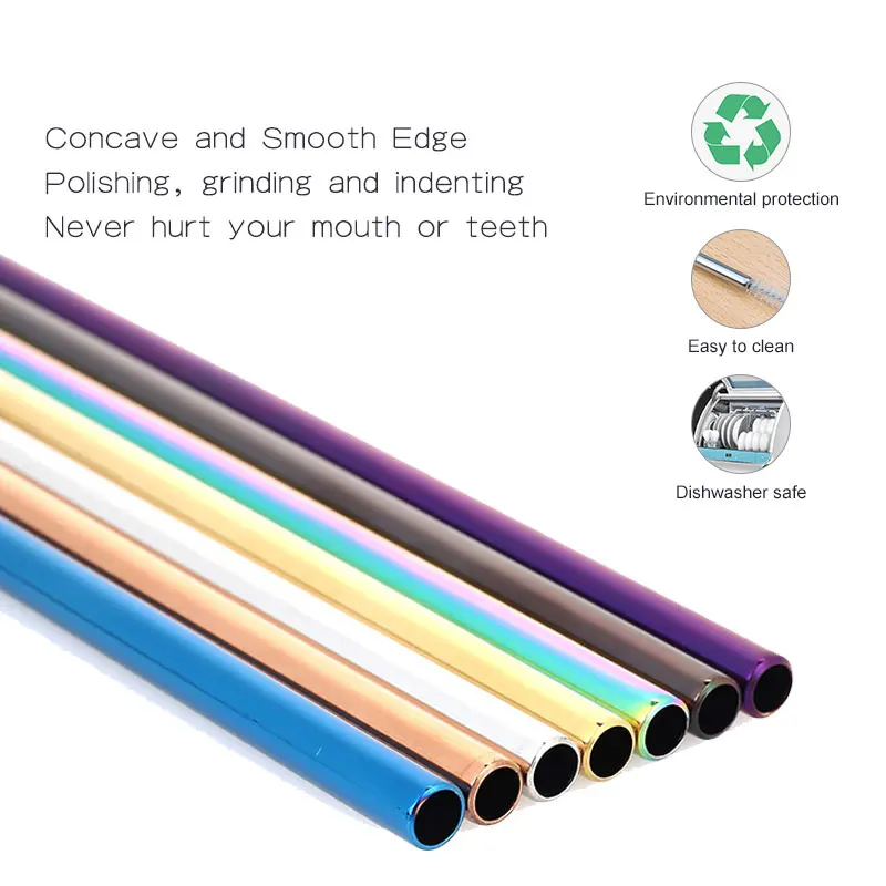

Drinking Straw 21.5*0.6cm Sucker Beautiful Straight Pipette Metal Straw 304 Stainless Steel Bar Fruit Juice Birthday Party