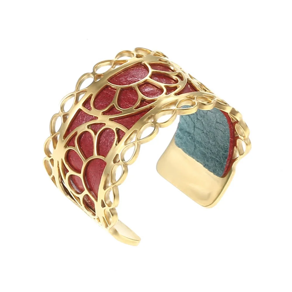 Legenstar кольца из нержавеющей стали для женщин Bijoux Homme следа ноги регулируемое кольцо Сменное кожаное женское кольцо Argent - Цвет основного камня: red gold