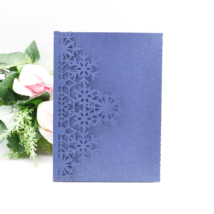 navy blue pearl Снежинки конверт с лазерной резкой складные свадебные открытки приглашение - Цвет: navy blue pearl