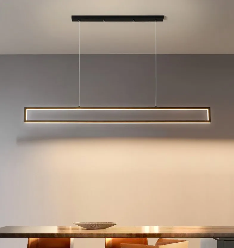 LED Chandelier Modern Nordic Minimalist Black Long Pendant Lamp For Dining Room Coffee Shop Bar Office Decoration Hanging Light