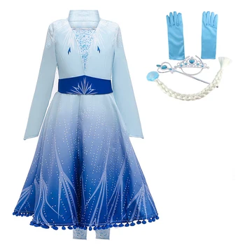

Ice Snow 2 Elsa Anna Princess Dress Cosplay Party Clothes Kids New Year Gift Autumn Girls Dress Snow Queen Fantasy Girl Dresses