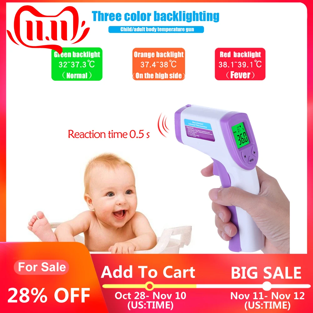 

Body Temperature LCD Digital Infrared Thermometer for Baby Adult Forehead Non-contact Forehead Body Thermometer with Backlight