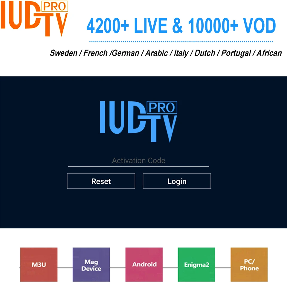 IUD tv Pro Швеция IPTV подписка 12 месяцев испанский Бельгия французский арабский Европа каналы ip-телевещания для Android tv M3U Enigma2