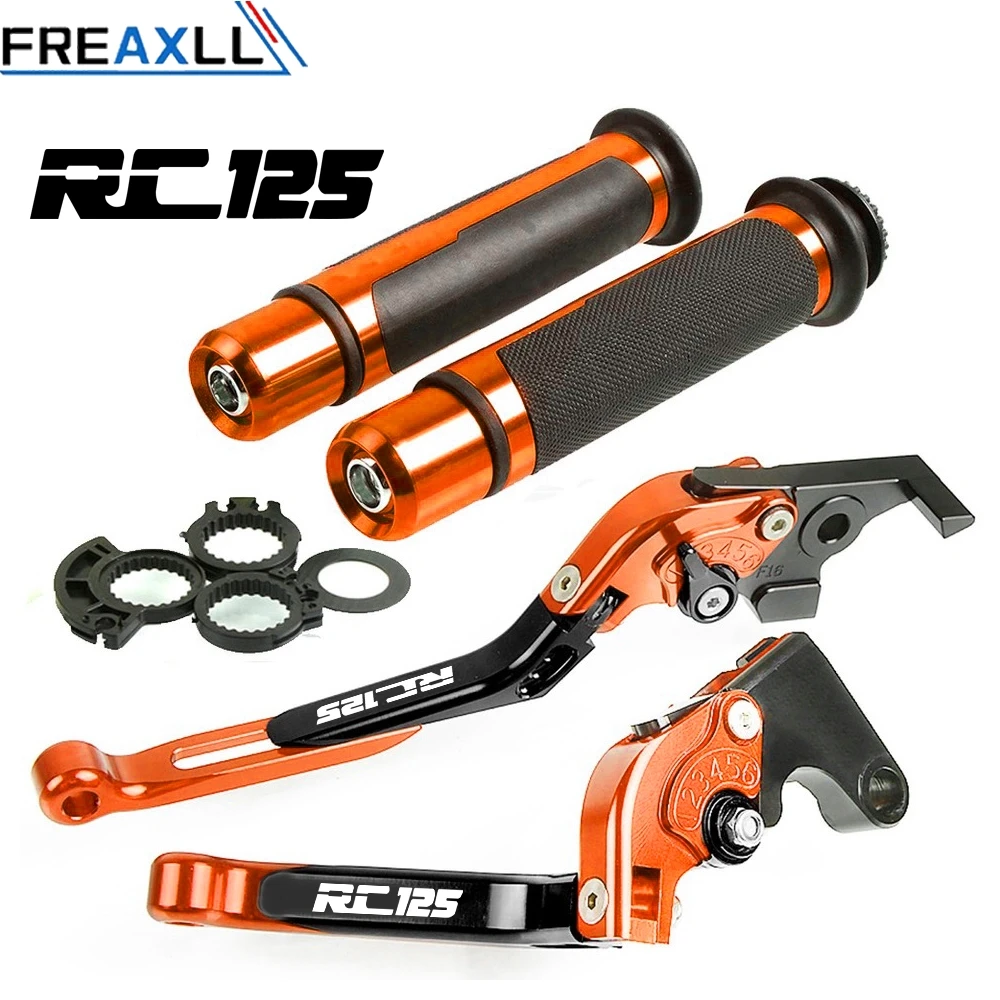 

Motorcycle Adjustable Folding Brake Clutch Levers Handlebar Hand Grips FOR KTM RC125 2011-2017 2012 2013 2014 2015 2017