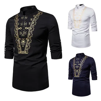 

Mens Hipster African Tribal Dashiki Dress Shirts Long Sleeve Slim Fit Casual Shirt Men African Traditional Clothing Tops