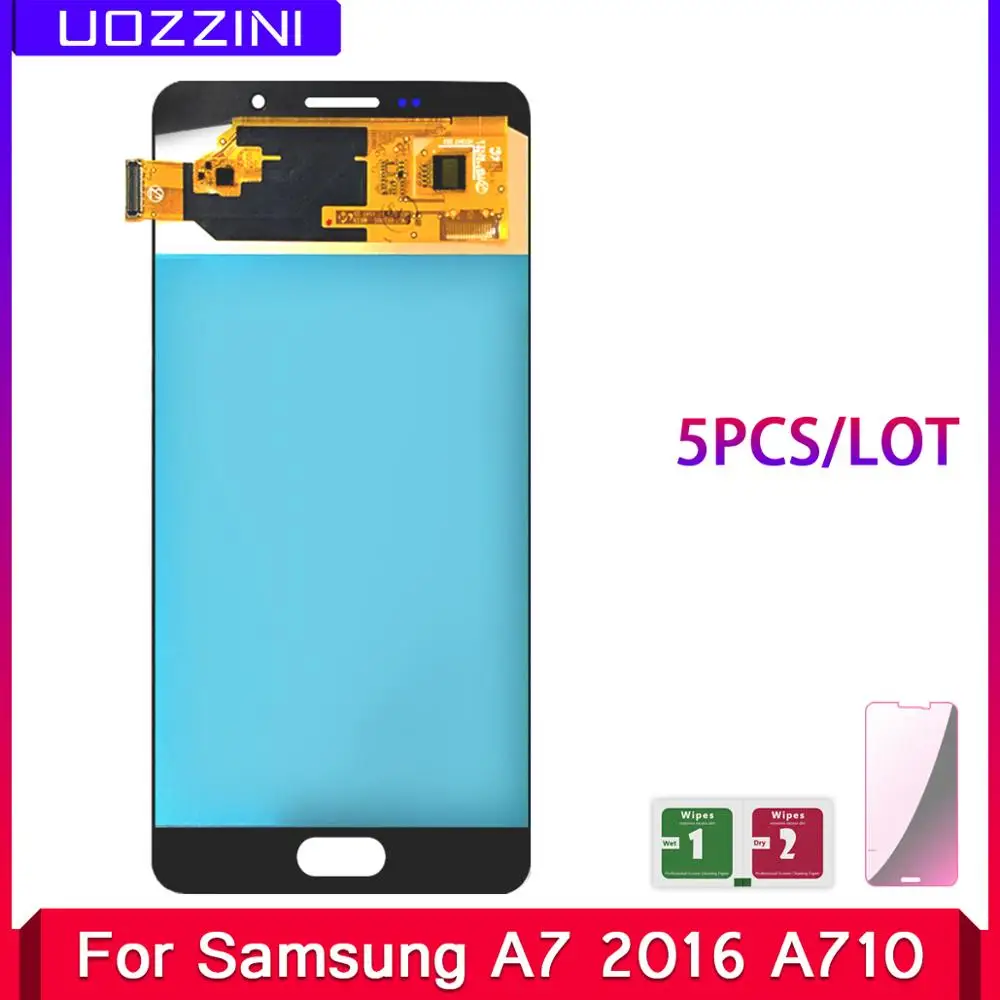 

5 Pcs/Lot AMOLED 100% Tested For Samsung Galaxy A7 2016 A710 A7100 A710F A710M LCD Display Touch Screen Digitizer Assembly