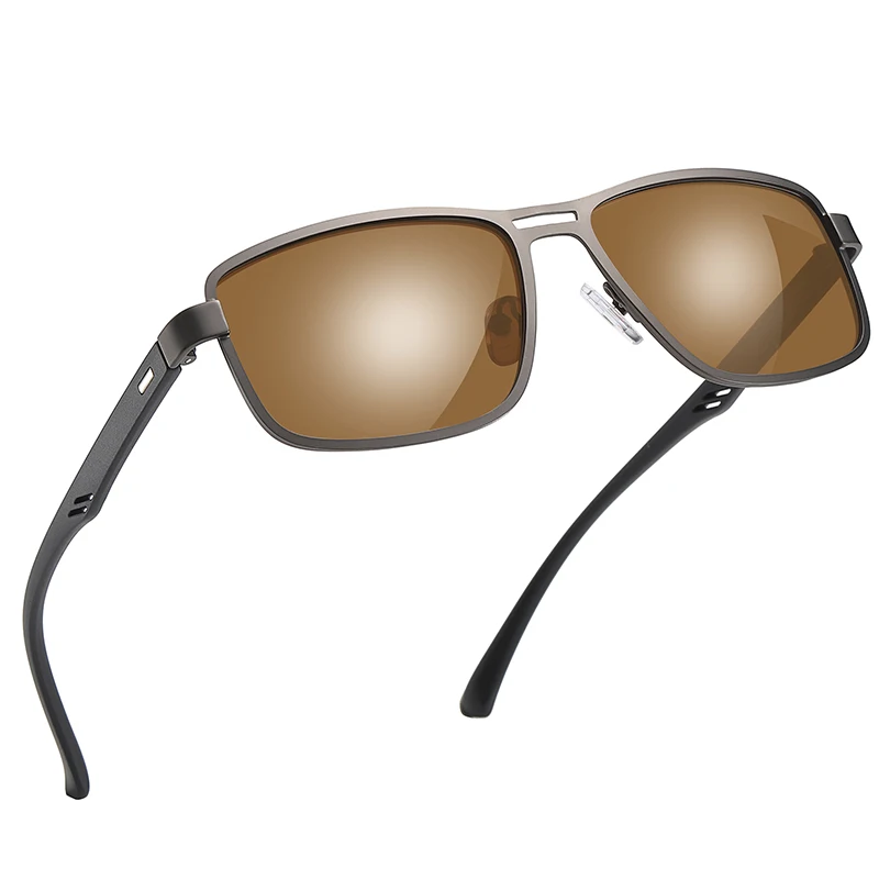 C4Brown AOFLY, фирменный дизайн, поляризационные солнцезащитные очки для мужчин,, квадратная металлическая оправа, для ночного вождения, для рыбалки, солнцезащитные очки, мужские, zonnebril heren - Цвет линз: C4Brown