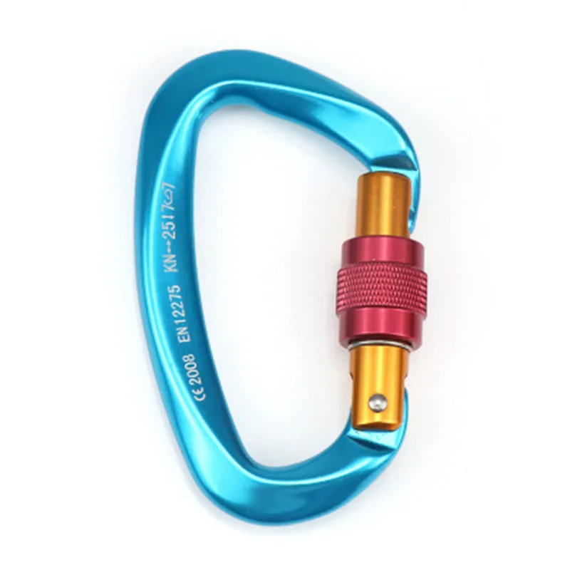 7075 Aviation Aluminum Carabiner D Shape 25KN Climbing Buckle Security Safety Master Lock Outdoor Rock Climbing Buckle Equipment - Цвет: Blue