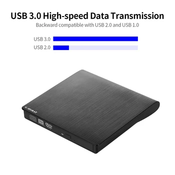 

USB 3.0 External DVD Recorder CD-RW DVD-RW CD DVD ROM Player Drive Writer Rewriter Portable for Windows/ Mac OS