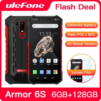 Перейти на Алиэкспресс и купить Обновленный прочный мобильный телефон Ulefone Armor 6S IP68 NFC, Восьмиядерный процессор Helio P70, на базе Android 9,0, 6 ГБ 128 ГБ, смартфон с беспроводной зарядк...