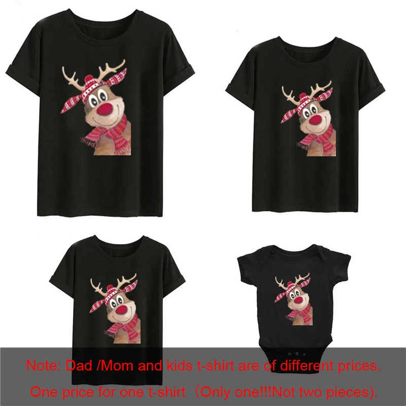 thumbnail image 1 of Camisetas familiares navideñas, camisetas con estampado de letras para mamá, papá, niño y bebé, ropa para mamá y yo, camisetas cortas a juego para la familia navideña, 1 of 5