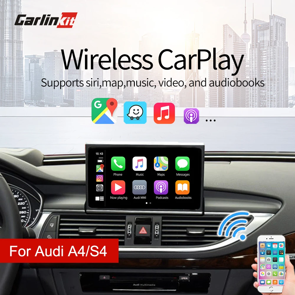 Carlinkit беспроводной CarPlay для Audi A4/S4(2010-) модифицированный комплект автомобильная система мультимедийный плеер Android авто