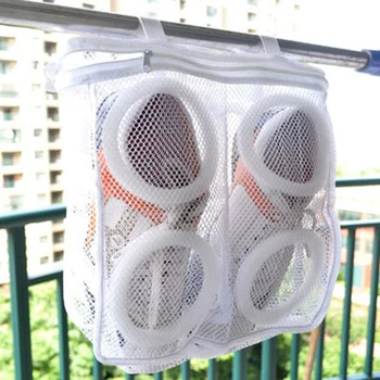 

1pc High Quality Zipper Closure Machine Shoe Wash Bag Net Washing Bag With Hanging Loops Durable Storage Household Accessories