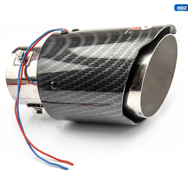 Universal Matte Carbon Fiber Car Exhaust Pipe Tail Muffler Tip LED Light Aluminum alloy