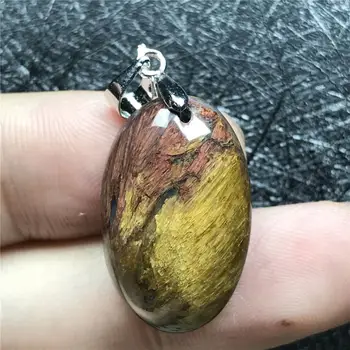 

Natural Yellow Pietersite Pendant For Woman Man Crystal 25x18x9mm Oval Beads Namibia Firework Effect Beads Jewelry Pendant AAAAA